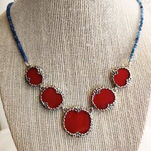 Coral necklace *and earrings* in sterling silver